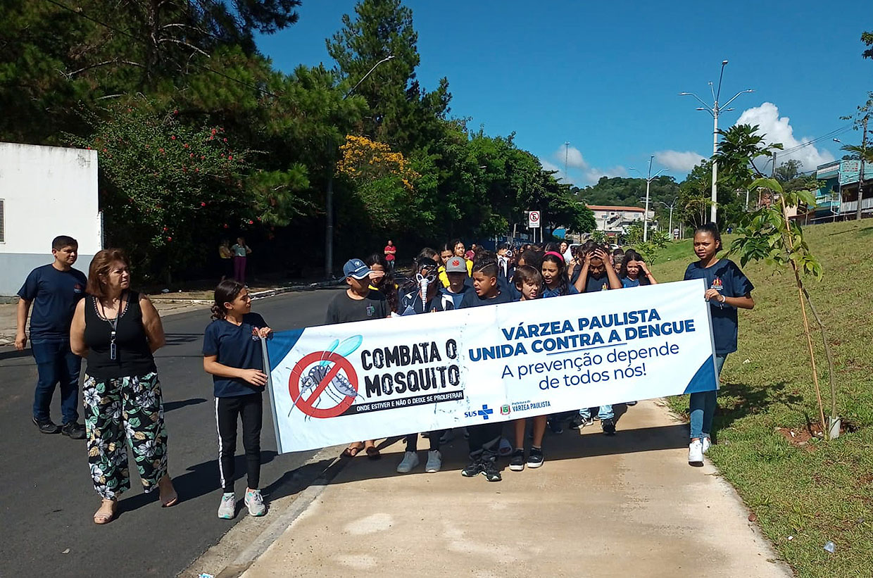 Alunos da E. E. Profª Lavínia Ribeiro realizam caminhada em combate à Dengue