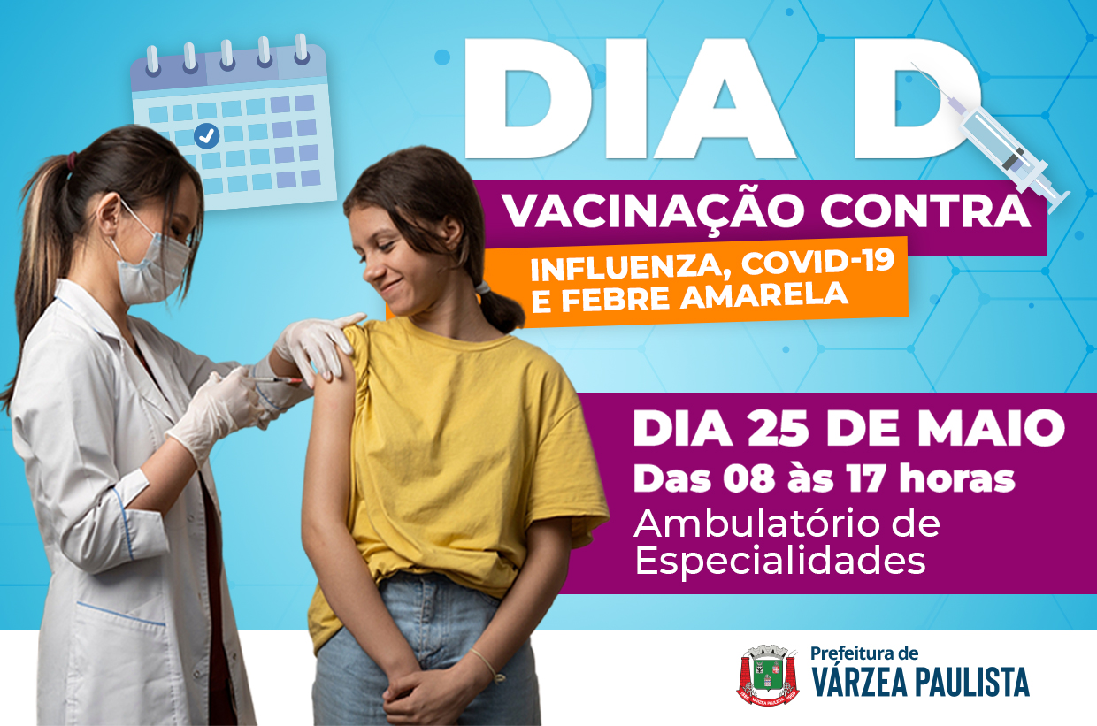 Várzea Paulista promove dia D de vacinação contra a Gripe, Covid-19 e Febre Amarela neste sábado